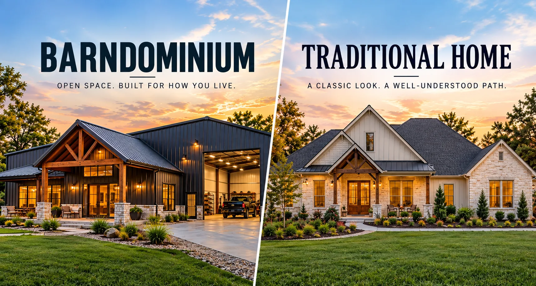 Barndominium vs house comparison by 1802 Build Co., East Texas builder