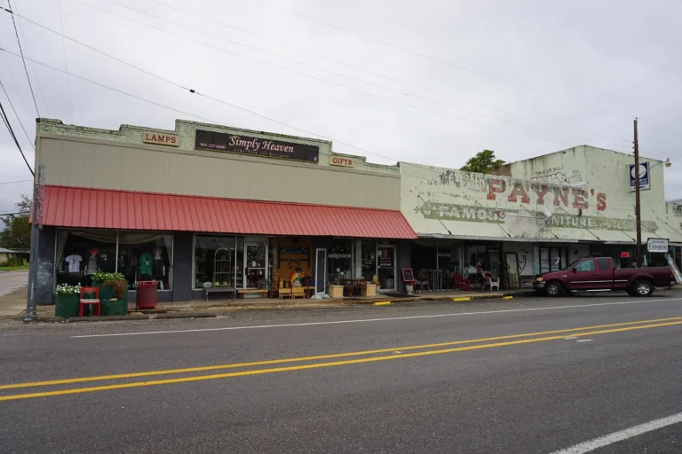 Storefronts along Main Street in Caddo Mills, Texas