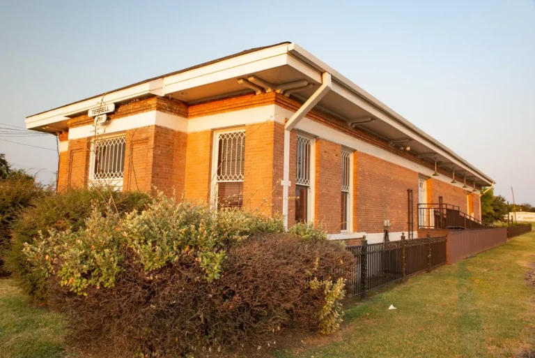 Historic brick train depot in Terrell, Texas